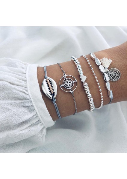 BX311 31 Stilleri Boho Karışık Altın Kalp Atışı Ay Yaprakları Alfabe Kaplumbağa Kanatları Yusufçuk Kabuğu Kristal Bilezik Seti Bileklik Aksesuarları (Yurt Dışından)