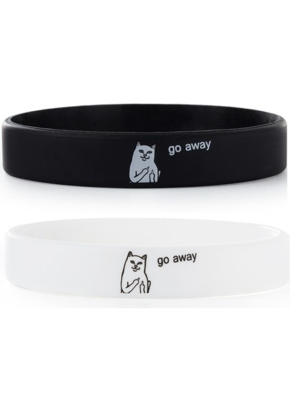 20CM Tarzı 2 Adet Siyah Beyaz Kişilik Gitmek Komik Kedi Bilezik Silikon Kauçuk Bileklik Kadın Erkek Için Trendy Bilezik (Yurt Dışından)