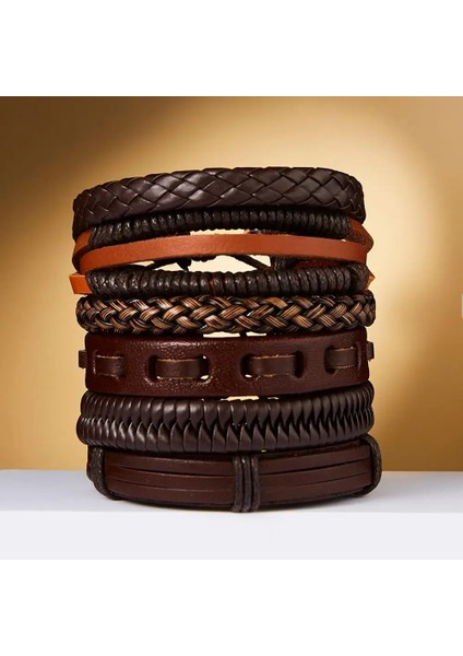 19-28CM Tarzı Kahverengi 1 Takım Vintage Deri Örgülü Kadınlar Için Bilezikler Punk Incil Deri Bileklik Erkek Bileklik Wrap Erkekler Takı 6 Renkler (Yurt Dışından)