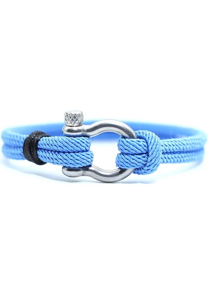 21CM Tarzı Açık Mavi Gümüş Şık Adam Bilezik 4mm Şanslı Halat Braclet Homme Erkek Arkadaşı Için Aşk Hediyesi Açık Hayatta Kalma Brazalete Pulseira Masculina Takı (Yurt Dışından)