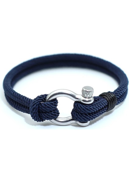 21CM Tarzı Lacivert Gümüş Şık Adam Bilezik 4mm Şanslı Halat Braclet Homme Erkek Arkadaşı Için Aşk Hediyesi Açık Hayatta Kalma Brazalete Pulseira Masculina Takı (Yurt Dışından)