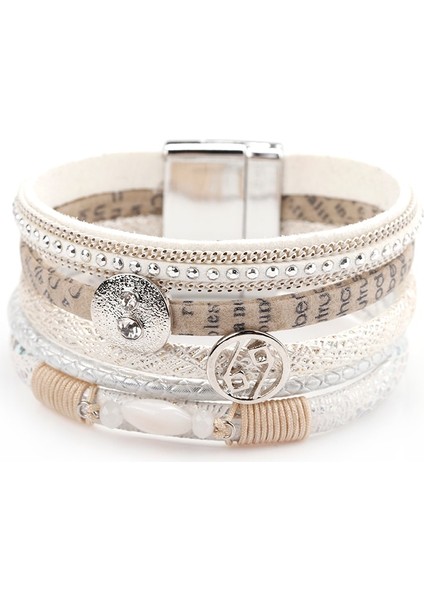 E190053P-001 Amorcome Multitype Deri Manşet Bilezik Manyetik Çok Strand Wrap Bilezik Bilezik Kadınlar Kızlar Için Bohemian Takı Hediyeler (Yurt Dışından) indirimleri