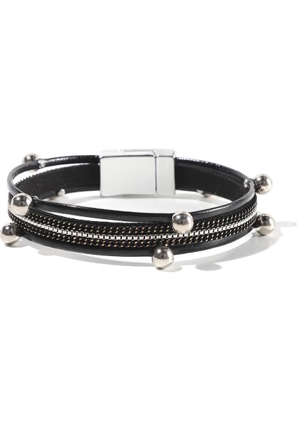 SF404 Wybu Akra Bilezik ile Kadınlar Için Renkli Taş Deri Wrap Şifa Boncuk Bilezik Megnet Snap Boho Braclet Femme Takı (Yurt Dışından)