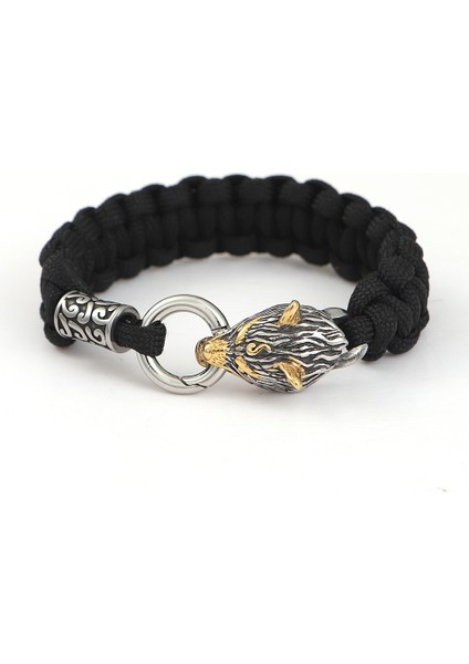 21CM Tarzı Çelik Açık Asla Solmaz Paslanmaz Çelik Kelt Kurt Ipi Bilezik Erkekler Norse Vikings Survival Paracord Halat Bilezik Homme Takı (Yurt Dışından) fırsatları