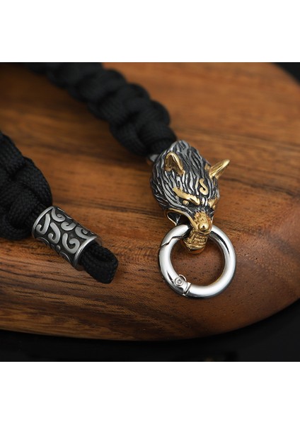 21CM Tarzı Altın Açık Asla Solmaz Paslanmaz Çelik Kelt Kurt Ipi Bilezik Erkekler Norse Vikings Survival Paracord Halat Bilezik Homme Takı (Yurt Dışından)