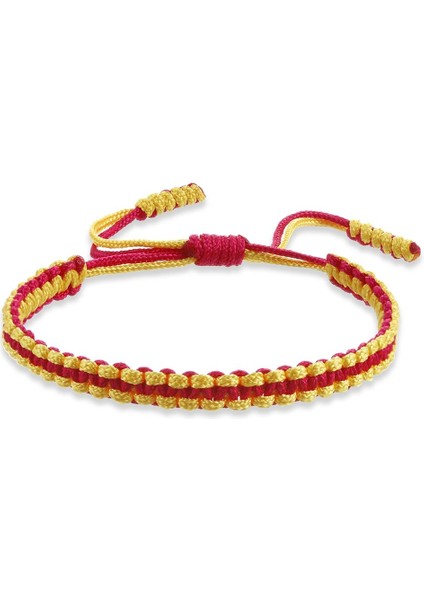 Saf Altın Rengi Etnik Tibet Buda Dokuma Muska Renkli Bilezik ve Bilezik Kadın Erkek El Yapımı Halat Buda Charm Bilezik Arkadaş Hediye (Yurt Dışından)