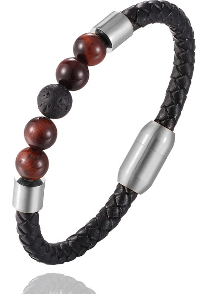21CM Tarzı Stel-10 Özel Oyulmuş Isim Bilezik Erkekler Kadınlar Için Tek Deri Boncuk Braclet Punk Siyah Altın Paslanmaz Çelik Boncuklu Bilezikler (Yurt Dışından)