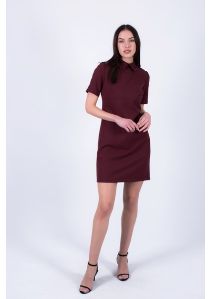 Yakası Kolları Boncuk Işlemesi Detaylı Elbise fiyatları