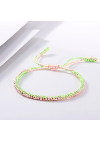 Pembe Beyaz Tibet Budist Şanslı Pembe Dokuma Tibet Bilezik ve Bilezik Kadın Erkek El Yapımı Düğüm Naylon Halat Istek Hediyesi Boho Bilezik (Yurt Dışından)