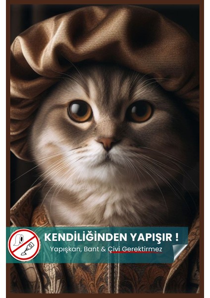 Pi Papers British Kedi Poster, Yapışkansız Premium Baskı Statik Poster, British Shorthair, Yapay Zeka Tasarım