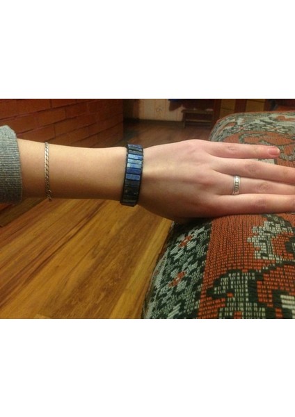 Lapis Lazuli High End Tüp Şekli Lapis Lazuli Tek Deri Wrap Bilezikler Vintage Dokuma Boncuklu Manşet Bileklik Bijoux (Yurt Dışından)