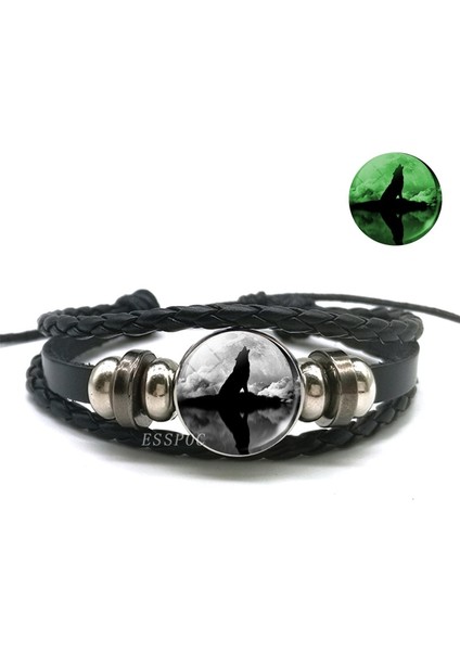 Mavi Çinko Kaplama Karanlıkta Glow Kurt Başkanı Bilezik Çok Katmanlı Deri Bilezik Charm Kadın Erkek Moda Aydınlık Bilezikler Kurt Takı (Yurt Dışından) fırsatları