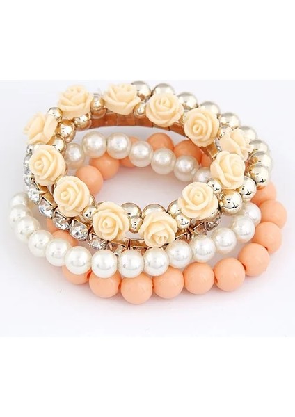 Mavi Charm Bilezikler Kadınlar Takı Gül Çiçek Çok Katmanlı Wrap Çiçek Bilezikler ve Bilezikler Vintage Pulseras Mujer Pulseiras Femme (Yurt Dışından)