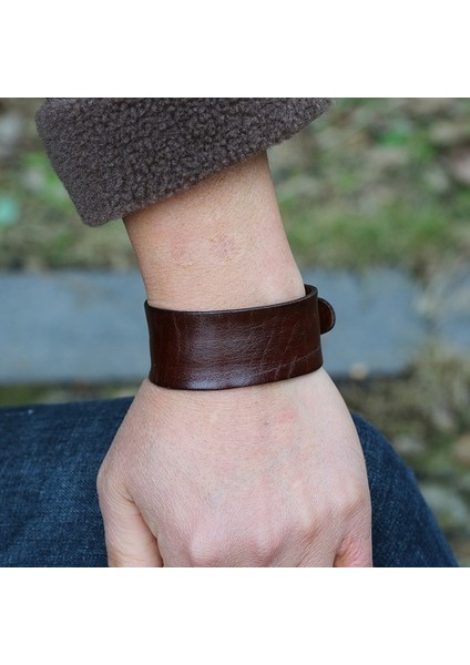 Kahverengi Vintage Retro Kahverengi Deri Bilezik Erkekler Için Punk Tarzı Ayarlanabilir Bileklik Bilezik Erkek Trendy Takı (Yurt Dışından)