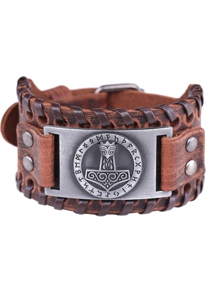 A14618-GÜMÜŞ Ayı Pençe Tılsım Viking Bilezik Erkekler Için Ayarlanabilir Deri Wrap Bilezik Punk Bilek Takı Hediye (Yurt Dışından)