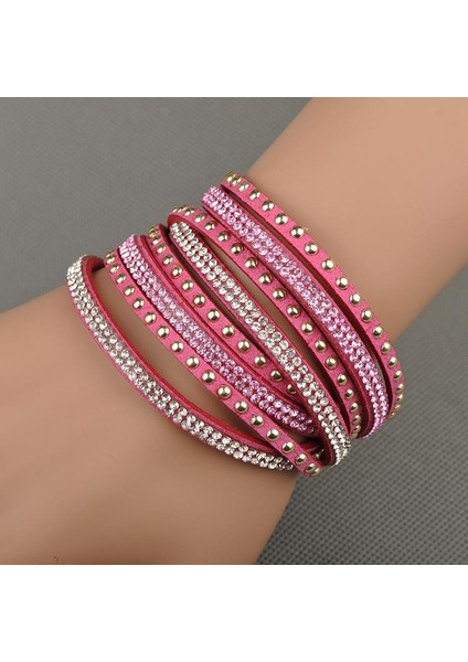 Pembe Lokaer Sıcak Satış Moda Wrap Bilezik Çok Katmanlı Bilezikler Kadınlar Hediye Için 6 Renk Seçmek Için WRBR-003 (Yurt Dışından)