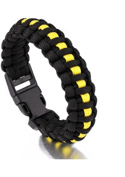 Sarı Açık Kamp Bilezikler Erkekler Acil Pulseras Plastik Toka Örgülü Kobra Acil Hayatta Kalma Halatı Paracord Bileklik Takı (Yurt Dışından)