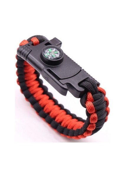 HJT41-7 Siyah Açık Hayatta Kalma Bilezik Erkek Kadın Örgülü Çok Fonksiyonlu Kamp Kurtarma Acil Halat Bilezik Pusula Düdük Bıçağı (Yurt Dışından)