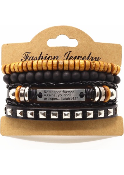 Stil 3 Et Aslan Çapraz Gitar Charm Ahşap Boncuk Erkek Deri Bileklik Kadın Femme Homme Erkek Pulseras Hediye Mücevherat (Yurt Dışından)