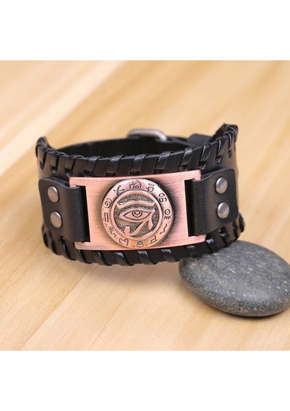 Kahverengi-Gümüş Lıkgreat Mısır Horus Gözü Tılsım Viking Deri Bilezik Erkekler Için Vintage Wicca Muska Erkek Bilek Bileklik Takı (Yurt Dışından) modelleri
