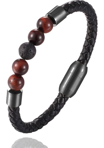 21CM Tarzı Stel-12 Özel Oyulmuş Isim Bilezik Erkekler Kadınlar Için Tek Deri Boncuk Braclet Punk Siyah Altın Paslanmaz Çelik Boncuklu Bilezikler (Yurt Dışından)