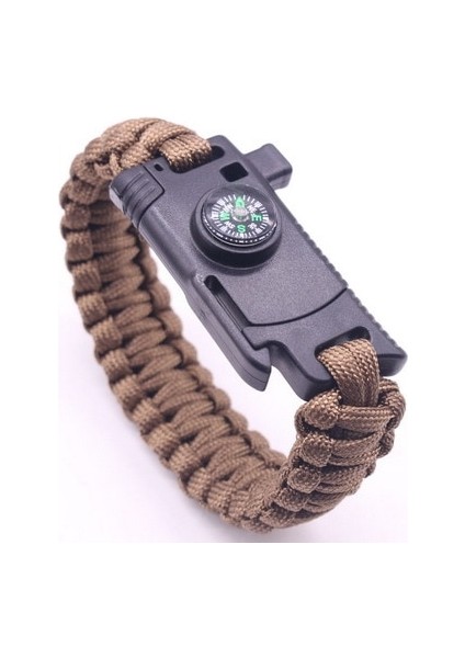 HJT41-5 Siyah Açık Hayatta Kalma Bilezik Erkek Kadın Örgülü Çok Fonksiyonlu Kamp Kurtarma Acil Halat Bilezik Pusula Düdük Bıçağı (Yurt Dışından)