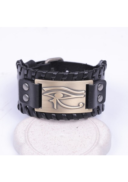 Siyah-Bronz Geniş Lıkgreat Erkek Şık Viking Deri Wrap Bilezikler Kaya Punk Horus Gözü Mısır Isis Tılsım Erkek Bilek Takı Ayarlanabilir (Yurt Dışından)