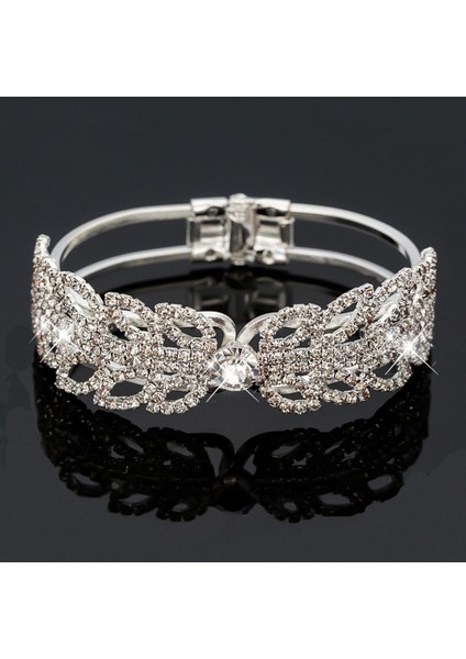 Gümüş Rengi Aınameısı Moda Kristal Punk Bilezik Kadınlar Için Rhinestone Takı Gelin Charm Bilezikler ve Bilezikler Düğün Parti Hediyesi (Yurt Dışından)