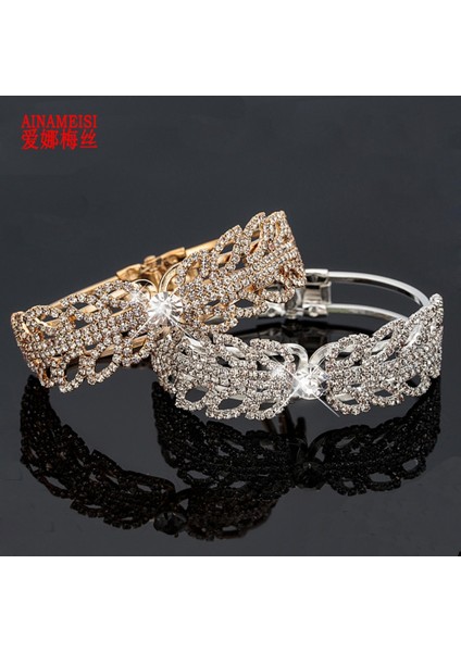 Gümüş Rengi Aınameısı Moda Kristal Punk Bilezik Kadınlar Için Rhinestone Takı Gelin Charm Bilezikler ve Bilezikler Düğün Parti Hediyesi (Yurt Dışından) fiyatları