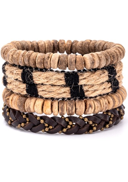 Ayarlanabilir Stil A7 Eif Dock Örgülü Wrap Siyah Gotik Kafatası Deri Erkekler Için Bilezikler Vintage Korsan Yıldız Charm El Yapımı Etnik Tribal Bileklikler (Yurt Dışından)