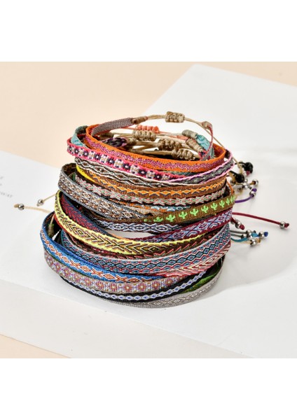 QQSL065 Zmzy Yeni El Yapımı Halat Bilezik Boho Kolombiyalı Wayuu Bilezik Şanslı Tibet Dize Bilezik ve Bilezikler Kadın Erkek Etnik Hediye Için (Yurt Dışından)