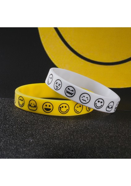 20 Santimetre 2pcsbag Komik Gülümseme Yüz Bilezik Silikon Kauçuk Bileklik Kadın Erkek Arkadaşlar Için Trendy Bilezikler (Yurt Dışından) fiyatları