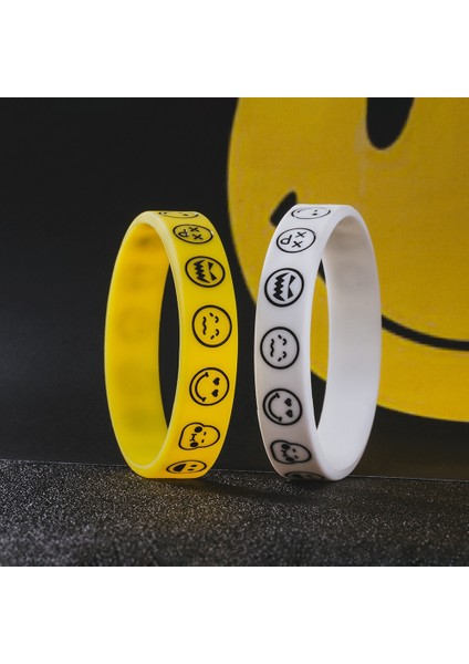 20 Santimetre 2pcsbag Komik Gülümseme Yüz Bilezik Silikon Kauçuk Bileklik Kadın Erkek Arkadaşlar Için Trendy Bilezikler (Yurt Dışından) modelleri
