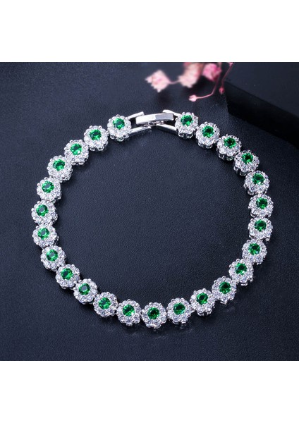 Yeşil Cwwzircons Klasik Mikro Açacağı Yuvarlak Kübik Zirkonya Taşlar Sarı Altın Renk Kadınlar Için Cz Tenis Bilezikler Düğün Takı CB108 (Yurt Dışından)