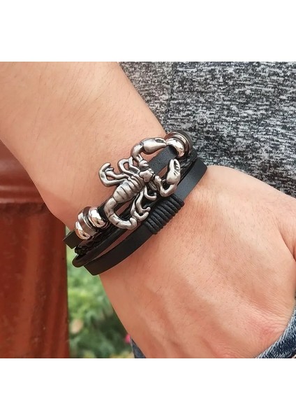 HJ81 Sıcaklık! Vintage Akrep Bilezik Kadın Katmanlı Deri Bilezik Erkek Charm Sıcak Bilezik Bilezik Aksesuarları Pulseras (Yurt Dışından) modelleri