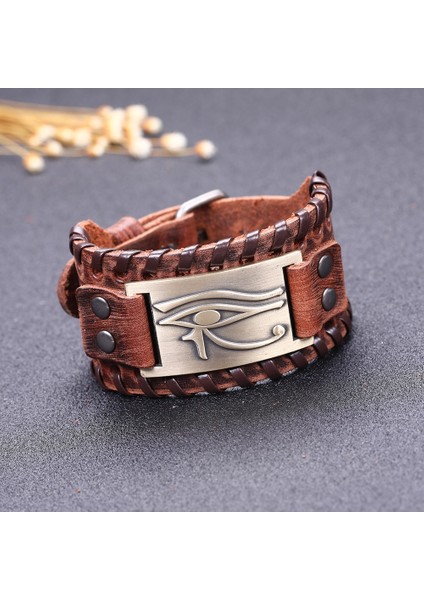 Yaşam Çiçeği B Lıkgreat Erkek Şık Viking Deri Wrap Bilezikler Kaya Punk Horus Gözü Mısır Isis Tılsım Erkek Bilek Takı Ayarlanabilir (Yurt Dışından)