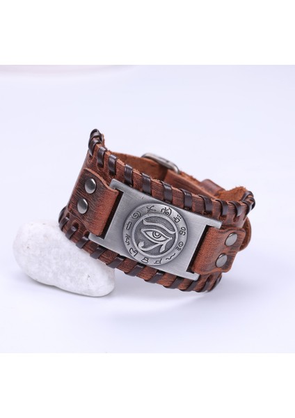 Yaşam Çiçeği B Lıkgreat Erkek Şık Viking Deri Wrap Bilezikler Kaya Punk Horus Gözü Mısır Isis Tılsım Erkek Bilek Takı Ayarlanabilir (Yurt Dışından)