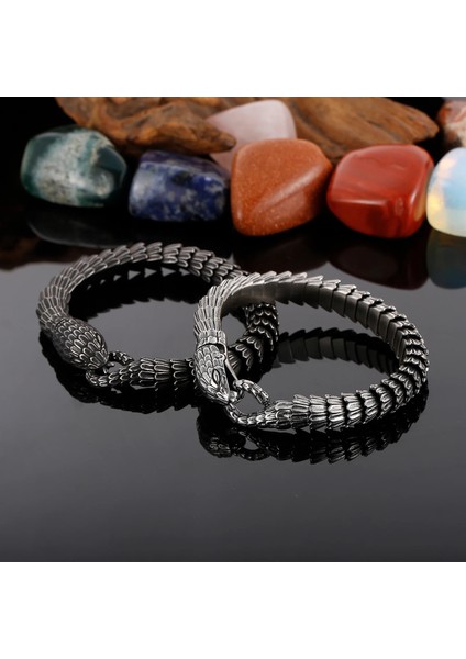 21CM Tarzı Bağbozumu Siyah Punk Hayvan Yılan Kafası Charm Bilezik Erkekler Paslanmaz Çelik Mat Viper Yılan Nimet Pulsera Bileklik Kuyumcu 2019 (Yurt Dışından) fiyatları