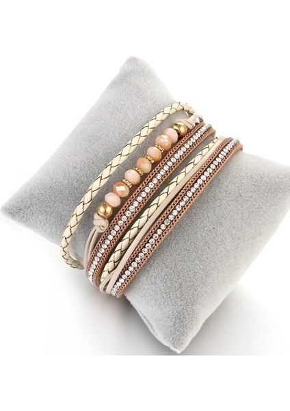 Siyah Kristal Amorcome Boho Etnik Uzun Örgülü Çift Wrap Bilezikler Yapay Elmas Kristal Boncuklar Kadın Deri Katmanlı Bilezik Parti Mücevheri (Yurt Dışından) fırsatları