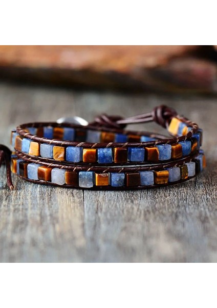 Güzel Kadın Deri Bilezikler High End Mix Doğal Taşlar 2 Telli Wrap Bilezikler Vintage Dokuma Boncuk Bileklik (Yurt Dışından) indirimleri