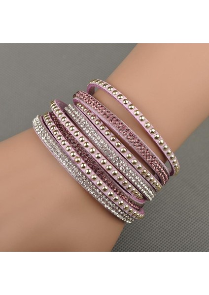 Açık Mor Lokaer Sıcak Satış Moda Wrap Bilezik Çok Katmanlı Bilezikler Kadınlar Hediye Için 6 Renk Seçmek Için WRBR-003 (Yurt Dışından)