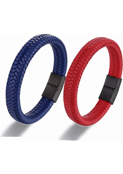 20.5cm Tarzı Gri Klasik Erkek Takı Hakiki Deri Bileklik Titanyum Siyah Halat Çelik Manyetik Toka Bileklik Erkek Takı Hediye Için Bileklik (Yurt Dışından) modelleri