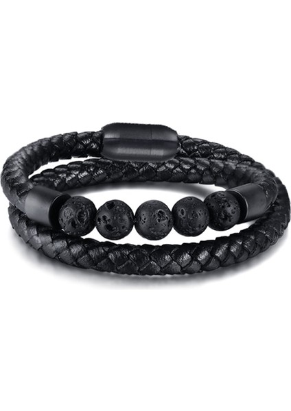 19CM Tarzı Stel-25 Özel Oyulmuş Isim Bilezik Erkekler Kadınlar Için Tek Deri Boncuk Braclet Punk Siyah Altın Paslanmaz Çelik Boncuklu Bilezikler (Yurt Dışından)