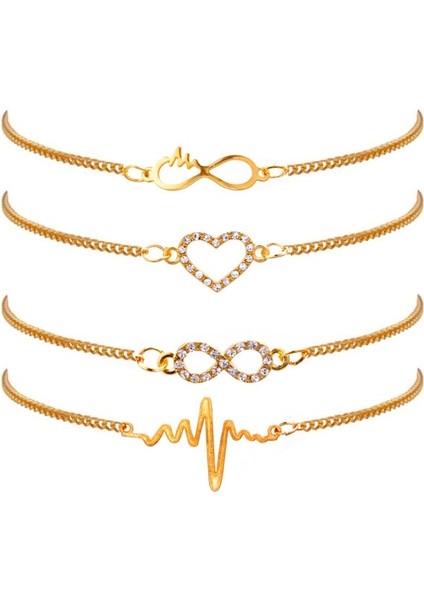 BX338 31 Stilleri Boho Karışık Altın Kalp Atışı Ay Yaprakları Alfabe Kaplumbağa Kanatları Yusufçuk Kabuğu Kristal Bilezik Seti Bileklik Aksesuarları (Yurt Dışından)