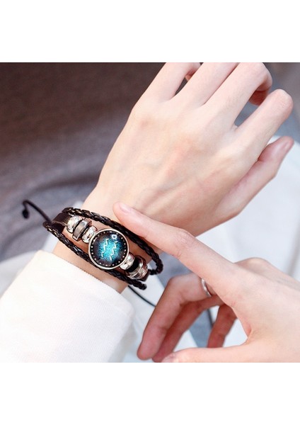 Yıldızlı Boğa Yeni Fashioonstellation Aydınlık Deri Bilezik Mücevherat Erkek Kadın Örgü Halat Punk Bileklik Takı Aksesuarları Hediyeler (Yurt Dışından) modelleri