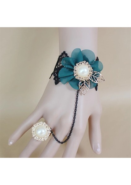 BCCY0598-4 Luokey Vintage Parti Kırmızı Siyah Dantel Wrap Bilezikler Moda Gotik Düğün Çiçekleri Inci Bilezikler Bilezik Kadınlar Için Punk Takı (Yurt Dışından)