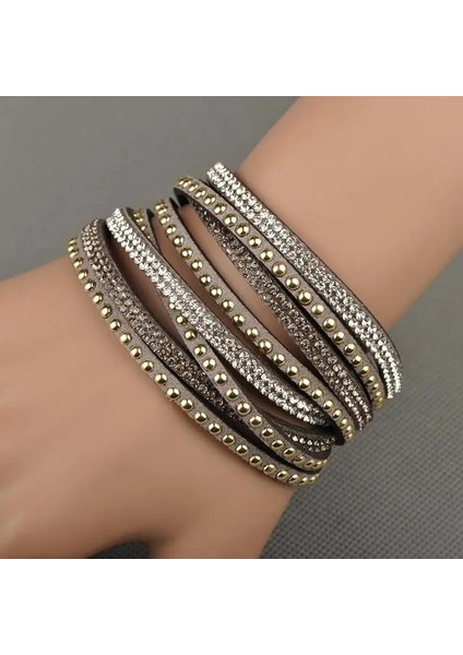 Şampanya Lokaer Sıcak Satış Moda Wrap Bilezik Çok Katmanlı Bilezikler Kadınlar Hediye Için 6 Renk Seçmek Için WRBR-003 (Yurt Dışından) fırsatları
