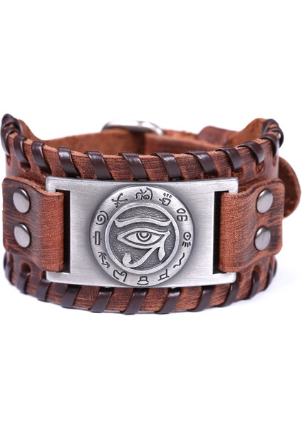 Horus'un Gözü D Lıkgreat Erkek Şık Viking Deri Wrap Bilezikler Kaya Punk Horus Gözü Mısır Isis Tılsım Erkek Bilek Takı Ayarlanabilir (Yurt Dışından)
