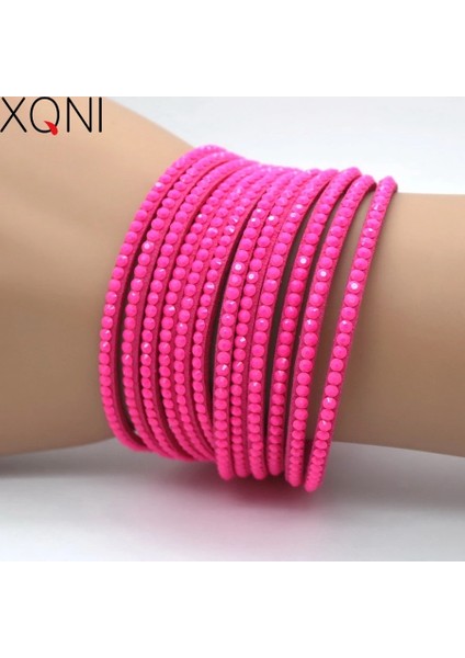 No.4 Boyutu Yeni Moda El Yapımı Kırmızı Kristal Deri Kadın Bilezikler Mozaik Rhinestone Claarm Bilezik Takı Hediye Arkadaş Için (Yurt Dışından) modelleri