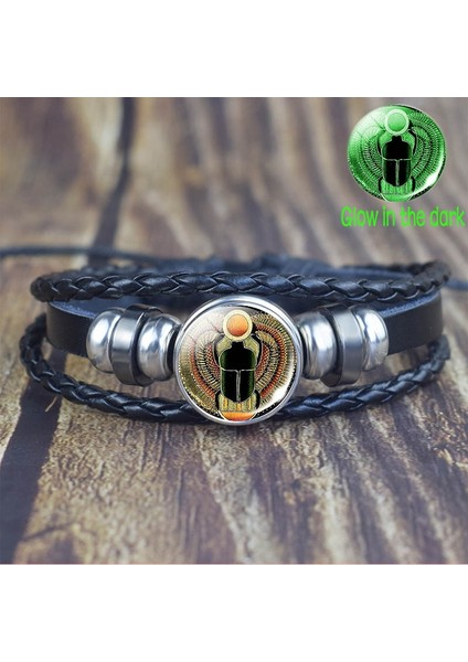 Gösteri 3 Olarak Mısır Ankh Karanlıkta Glow Punk Bilezik Vintage Antik Mısır Anubis Bokböceği Tanrıçası Çok Katmanlı Bilezikler Muska Takı (Yurt Dışından)